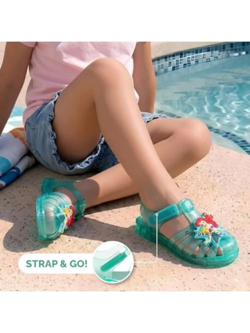 Disney Girls Jelly Sandals Little Mermaid Ariel Toddler Little Kid Slip On PVC